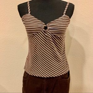 Jones New York Signature Top Brwn/Wh Stripe Size M